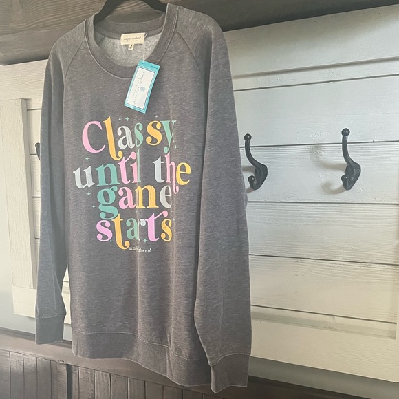 NWT SIMPLY SOUTHERN “Classy Until The Game Starts” Graphic Sweatshirt  Sz: S - Picture 12 of 15